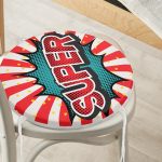 - RealHomes Yuvarlak Fermuarlı Minder - Realhomes Retro Super Tasarımlı Dijital Baskılı Modern Yuvarlak Fermuarlı Sandalye Minderi Realhomes