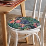 - RealHomes Yuvarlak Fermuarlı Minder - Realhomes  Lacivert Zeminli Leopar Özel Tasarım Yuvarlak Fermuarlı Sandalye Minderi Realhomes