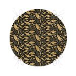 - RealHomes Yuvarlak Fermuarlı Minder - Realhomes  Siyah Zeminli Altın Yapraklar Motifli Yuvarlak Fermuarlı Sandalye Minderi Realhomes