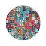 Realhomes Mozaik Desenli Özel Tasarım Yuvarlak Fermuarlı Sandalye Minderi Realhomes