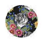 - RealHomes Yuvarlak Fermuarlı Minder - Realhomes  Siyah Zeminde Leopar ve Çiçekler Özel Tasarım Yuvarlak Fermuarlı Sandalye Minderi Realhomes