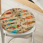 - RealHomes Yuvarlak Fermuarlı Minder - Realhomes Realhomes Afrika Etnik Desenli Dijital Baskılı Modern Yuvarlak Fermuarlı Sandalye Minderi Realhomes