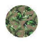 - RealHomes Yuvarlak Fermuarlı Minder - Realhomes  Çuval Zeminde Yeşil Yaprak Desenli Özel Tasarım Yuvarlak Fermuarlı Sandalye Minderi Realhomes