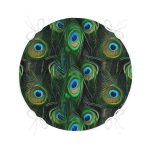 - RealHomes Yuvarlak Fermuarlı Minder - Realhomes  Koyu Zeminde Renkli Tüyler Özel Tasarımlı Yuvarlak Fermuarlı Sandalye Minderi Realhomes