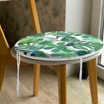 - RealHomes Yuvarlak Fermuarlı Minder - Realhomes  Suluboya Tropikal Yapraklar Desenli Özel Tasarım Yuvarlak Fermuarlı Sandalye Minderi Realhomes