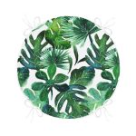 - RealHomes Yuvarlak Fermuarlı Minder - Realhomes  Suluboya Tropikal Yapraklar Desenli Özel Tasarım Yuvarlak Fermuarlı Sandalye Minderi Realhomes