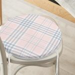 - RealHomes Yuvarlak Fermuarlı Minder - Realhomes  Pembe Zeminli Ekose Desenli Özel Tasarım Yuvarlak Fermuarlı Sandalye Minderi Realhomes