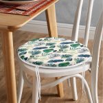 - RealHomes Yuvarlak Fermuarlı Minder - Realhomes  Pudra Zeminde Suluboya Yapraklar Tasarımlı Yuvarlak Fermuarlı Sandalye Minderi Realhomes