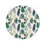 - RealHomes Yuvarlak Fermuarlı Minder - Realhomes  Pudra Zeminde Suluboya Yapraklar Tasarımlı Yuvarlak Fermuarlı Sandalye Minderi Realhomes