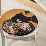 - RealHomes Yuvarlak Fermuarlı Minder - Realhomes  Zarafet Turuncu Zeminli Özel Tasarım Yuvarlak Fermuarlı Sandalye Minderi Realhomes