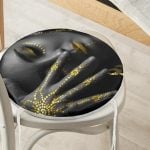 - RealHomes Yuvarlak Fermuarlı Minder - Realhomes  Siyahi Kadın Tasarımlı 3D Dijital Baskılı Modern Yuvarlak Fermuarlı Sandalye Minderi Realhomes