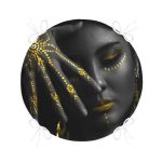 - RealHomes Yuvarlak Fermuarlı Minder - Realhomes  Siyahi Kadın Tasarımlı 3D Dijital Baskılı Modern Yuvarlak Fermuarlı Sandalye Minderi Realhomes