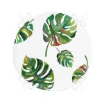 - RealHomes Yuvarlak Fermuarlı Minder - Realhomes  Suluboya Palmiye Yaprakları Desenli Özel Tasarım Yuvarlak Fermuarlı Sandalye Minderi Realhomes