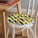 - RealHomes Yuvarlak Fermuarlı Minder - Realhomes Çizgili Siyah Zeminli Limon Desenli Yuvarlak Fermuarlı Sandalye Minderi Realhomes