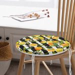 - RealHomes Yuvarlak Fermuarlı Minder - Realhomes Çizgili Siyah Zeminli Limon Desenli Yuvarlak Fermuarlı Sandalye Minderi Realhomes