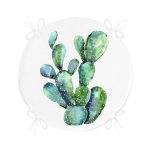 Suluboya Kaktüs Çizimli Modern Tasarım 3D Yuvarlak Fermuarlı Sandalye Minderi Realhomes