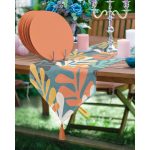 Siyah Zeminli Geometrik Yapraklar Desenli Yuvarlak Fermuarlı Sandalye Minderi Realhomes