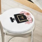 Coco Parfüm Tasarımlı Dijital Baskılı 3D Yuvarlak Fermuarlı Sandalye Minderi Realhomes