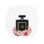 Coco Parfüm Tasarımlı Dijital Baskılı 3D Yuvarlak Fermuarlı Sandalye Minderi Realhomes