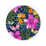 - RealHomes Yuvarlak Fermuarlı Minder - Realhomes  Mavi Zeminli Geometrik Çiçekler Modern Tasarımlı Yuvarlak Fermuarlı Sandalye Minderi Realhomes