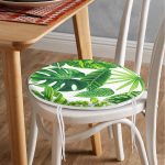 - RealHomes Yuvarlak Fermuarlı Minder - Realhomes Beyaz Zeminde Watercolor Yapraklar Özel Tasarımlı Yuvarlak Fermuarlı Sandalye Minderi Realhomes