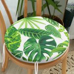 - RealHomes Yuvarlak Fermuarlı Minder - Realhomes Beyaz Zeminde Watercolor Yapraklar Özel Tasarımlı Yuvarlak Fermuarlı Sandalye Minderi Realhomes