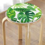 - RealHomes Yuvarlak Fermuarlı Minder - Realhomes Beyaz Zeminde Watercolor Yapraklar Özel Tasarımlı Yuvarlak Fermuarlı Sandalye Minderi Realhomes