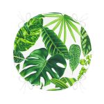 - RealHomes Yuvarlak Fermuarlı Minder - Realhomes Beyaz Zeminde Watercolor Yapraklar Özel Tasarımlı Yuvarlak Fermuarlı Sandalye Minderi Realhomes