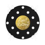 - RealHomes Yuvarlak Fermuarlı Minder - Realhomes  Siyah Zeminde Sweet Holiday Tasarımlı Dijital Baskılı Yuvarlak Fermuarlı Sandalye Minderi Realhomes