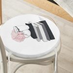 - RealHomes Yuvarlak Fermuarlı Minder - Realhomes Gül Kitap ve Kahve Tasarımlı Dijital Baskılı Yuvarlak Fermuarlı Sandalye Minderi Realhomes