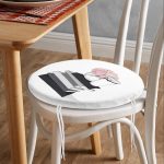 - RealHomes Yuvarlak Fermuarlı Minder - Realhomes Gül Kitap ve Kahve Tasarımlı Dijital Baskılı Yuvarlak Fermuarlı Sandalye Minderi Realhomes