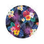 - RealHomes Yuvarlak Fermuarlı Minder - Realhomes Siyah Zeminde Rengarenk Çiçekler Tasarımlı Yuvarlak Fermuarlı Sandalye Minderi Realhomes