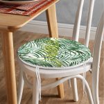 - RealHomes Yuvarlak Fermuarlı Minder - Realhomes  Yeşil Palmiye Yaprakları Özel Tasarımlı Yuvarlak Fermuarlı Sandalye Minderi Realhomes