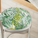 - RealHomes Yuvarlak Fermuarlı Minder - Realhomes  Yeşil Palmiye Yaprakları Özel Tasarımlı Yuvarlak Fermuarlı Sandalye Minderi Realhomes
