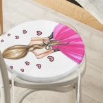 - RealHomes Yuvarlak Fermuarlı Minder - Realhomes  Balerin Kız Çizimli Dijital Baskılı 3D Yuvarlak Fermuarlı Sandalye Minderi Realhomes