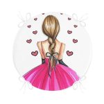 - RealHomes Yuvarlak Fermuarlı Minder - Realhomes  Balerin Kız Çizimli Dijital Baskılı 3D Yuvarlak Fermuarlı Sandalye Minderi Realhomes