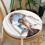 - RealHomes Yuvarlak Fermuarlı Minder - Realhomes Mutluluk Manzarası Suluboya Çizimli Özel Tasarım Yuvarlak Fermuarlı Sandalye Minderi Realhomes