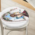 - RealHomes Yuvarlak Fermuarlı Minder - Realhomes Mutluluk Manzarası Suluboya Çizimli Özel Tasarım Yuvarlak Fermuarlı Sandalye Minderi Realhomes