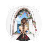 - RealHomes Yuvarlak Fermuarlı Minder - Realhomes Mutluluk Manzarası Suluboya Çizimli Özel Tasarım Yuvarlak Fermuarlı Sandalye Minderi Realhomes