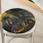 - RealHomes Yuvarlak Fermuarlı Minder - Realhomes Afrika Gold İnsan Figürlü Modern Yuvarlak Fermuarlı Sandalye Minderi Realhomes