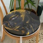 - RealHomes Yuvarlak Fermuarlı Minder - Realhomes Afrika Gold İnsan Figürlü Modern Yuvarlak Fermuarlı Sandalye Minderi Realhomes