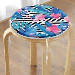 - RealHomes Yuvarlak Fermuarlı Minder - Realhomes  Geometrik Mavi Pembe Flamingo Tasarımlı Dijital Baskılı Yuvarlak Fermuarlı Sandalye Minderi Realhomes