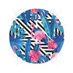 - RealHomes Yuvarlak Fermuarlı Minder - Realhomes  Geometrik Mavi Pembe Flamingo Tasarımlı Dijital Baskılı Yuvarlak Fermuarlı Sandalye Minderi Realhomes