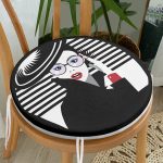 - RealHomes Yuvarlak Fermuarlı Minder - Realhomes Siyah Beyaz Fashion Woman Tasarımlı Yuvarlak Fermuarlı Sandalye Minderi Realhomes