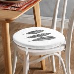 - RealHomes Yuvarlak Fermuarlı Minder - Realhomes Karakalem Tüy Desenli Dijital Baskılı Modern Yuvarlak Fermuarlı Sandalye Minderi Realhomes