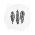 - RealHomes Yuvarlak Fermuarlı Minder - Realhomes Karakalem Tüy Desenli Dijital Baskılı Modern Yuvarlak Fermuarlı Sandalye Minderi Realhomes