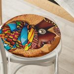 - RealHomes Yuvarlak Fermuarlı Minder - Realhomes  African Woman Çizimli Dijital Baskılı Modern Yuvarlak Fermuarlı Sandalye Minderi Realhomes