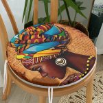 - RealHomes Yuvarlak Fermuarlı Minder - Realhomes  African Woman Çizimli Dijital Baskılı Modern Yuvarlak Fermuarlı Sandalye Minderi Realhomes