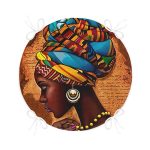 - RealHomes Yuvarlak Fermuarlı Minder - Realhomes  African Woman Çizimli Dijital Baskılı Modern Yuvarlak Fermuarlı Sandalye Minderi Realhomes