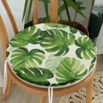 Suluboya Zambak Yaprakları Çizimli Özel Tasarım Yuvarlak Fermuarlı Sandalye Minderi Realhomes